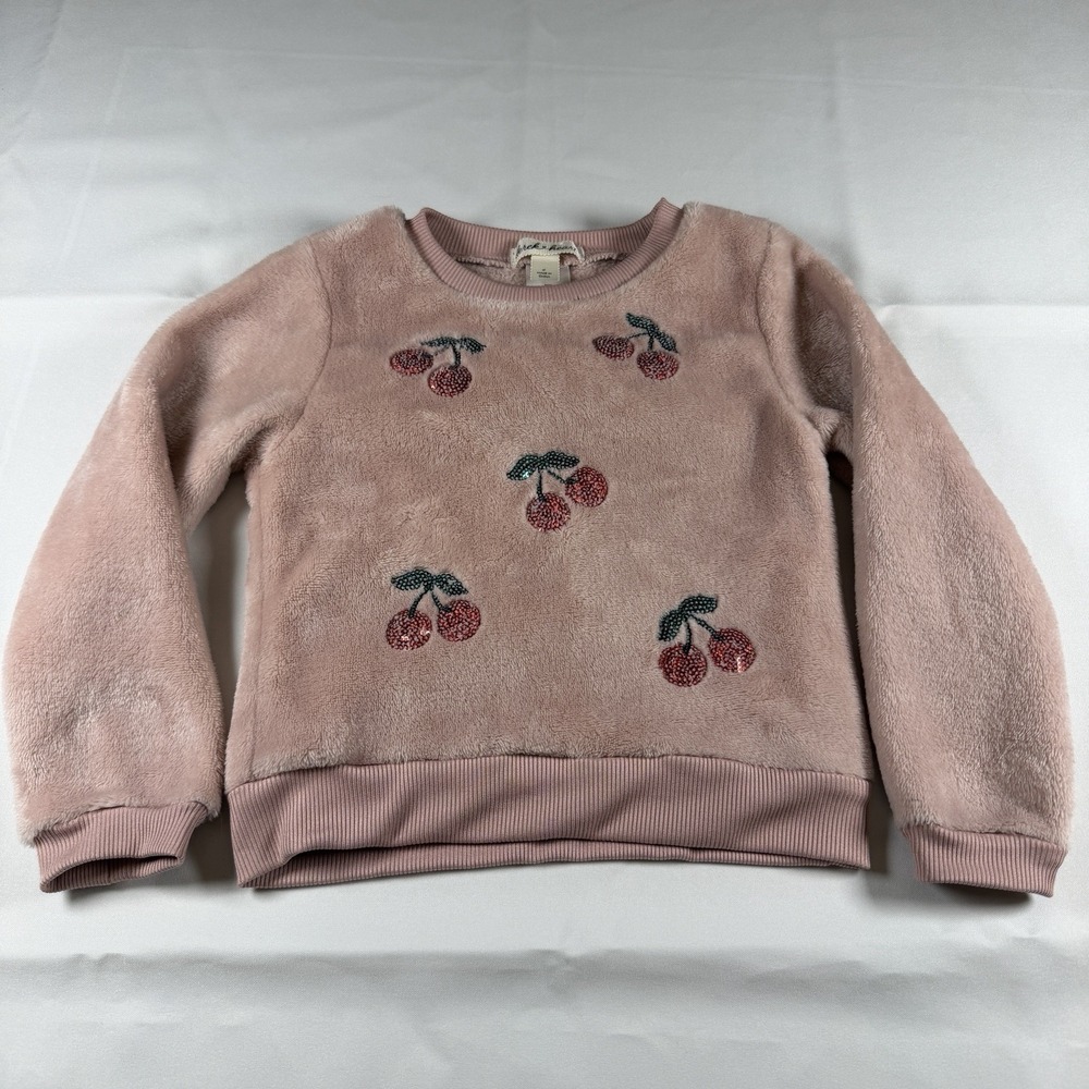 Derek Heart Girls 4T Fuzzy Shirt Boutique Sweatshirt Sequence Glitter Cherries